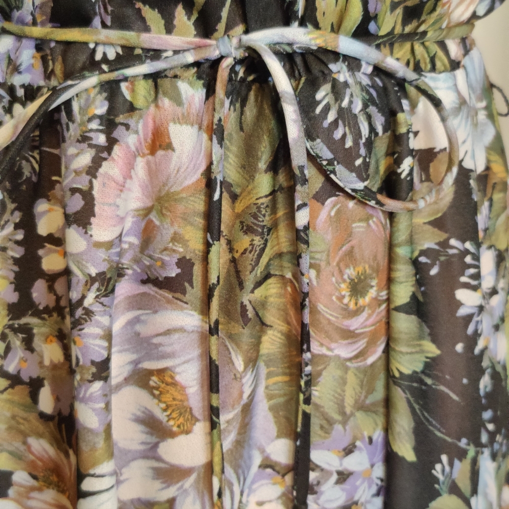 Vintage romantic roses Cape Top 70s Moody midi dress Winter Perfect Modest   S/M - Picture 10 of 10